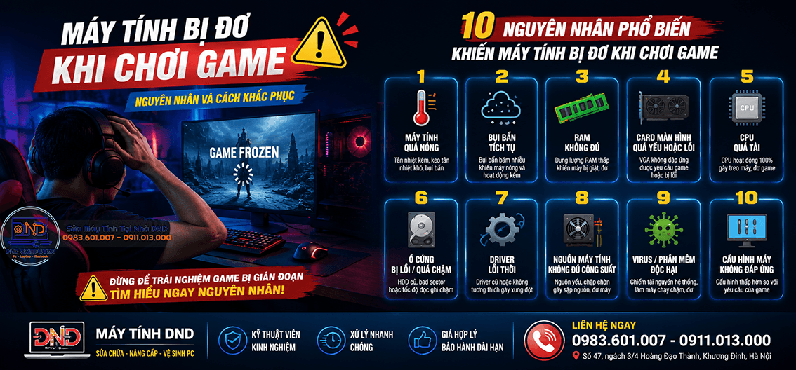máy tính bị đơ khi chơi game