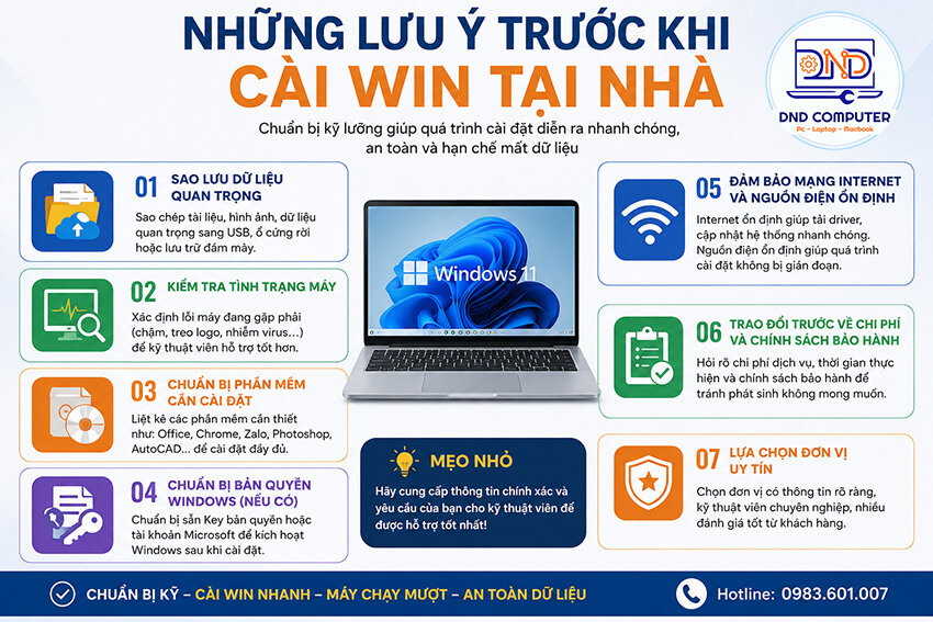 Những lưu &yacute; trước khi c&agrave;i win tại nh&agrave;