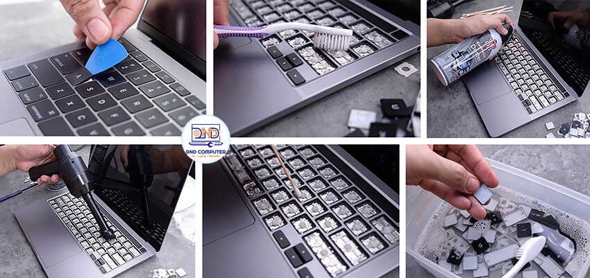 Vệ sinh b&agrave;n ph&iacute;m Macbook n&acirc;ng cao