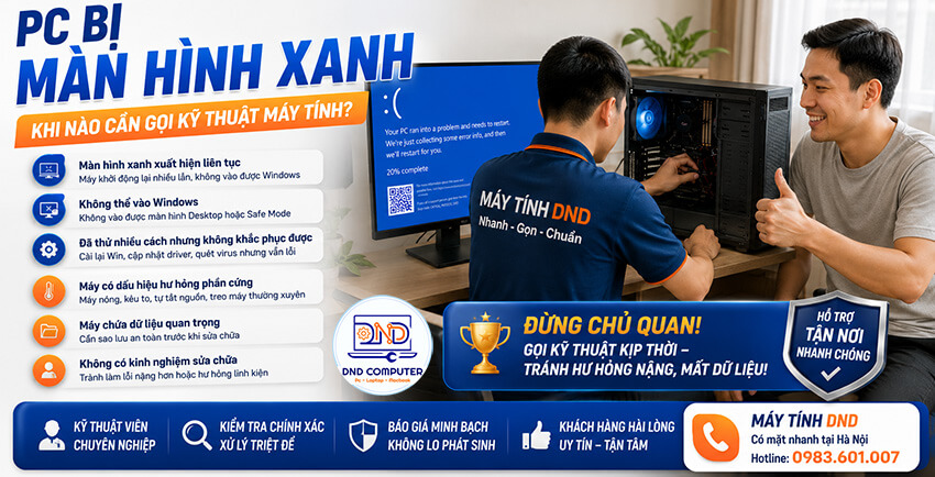 Pc bị m&agrave;n h&igrave;nh xanh